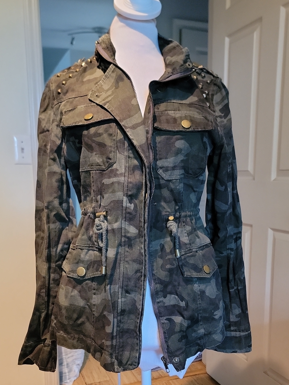 Dainty Hooligan Camouflage Utility Jacket with Stud Accents